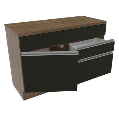 Balcão De Pia Madesa Glamy 120 Cm 1 Porta E 2 Gavetas Preto