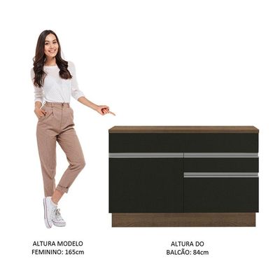 Balcão De Pia Madesa Glamy 120 Cm 1 Porta E 2 Gavetas Preto