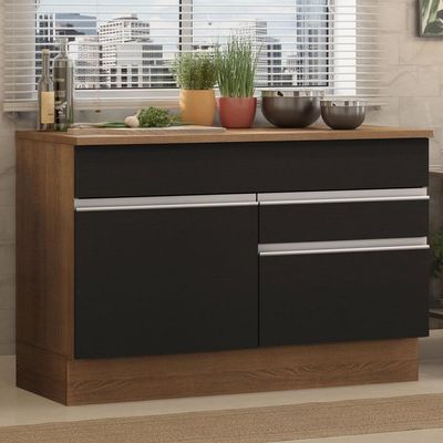 Balcão De Pia Madesa Glamy 120 Cm 1 Porta E 2 Gavetas Preto