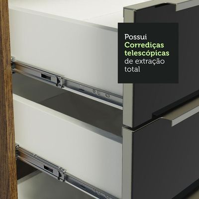 Armário De Cozinha Completa 240cm Lux Madesa 05 Rustic/preto