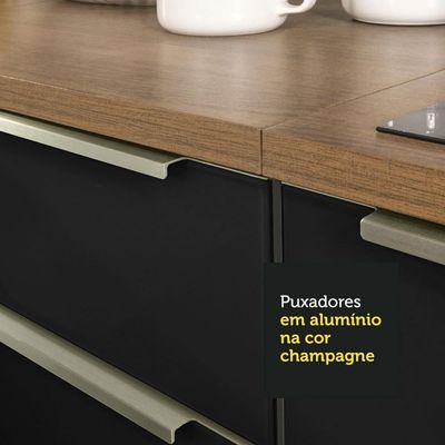 Armário De Cozinha Completa 240cm Lux Madesa 05 Rustic/preto