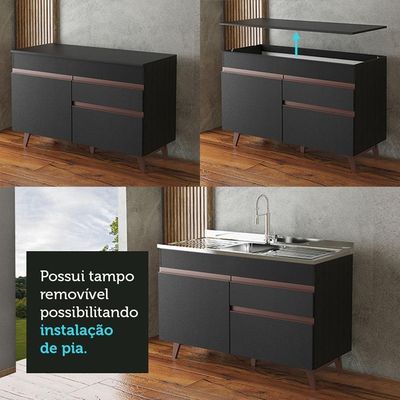 Balcão de Pia Reims 2 Portas e 1 Gaveta Madesa