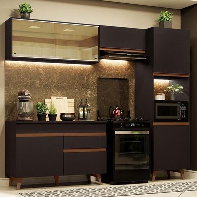 Cozinha Completa Xa250003 Com Armário E Balcão Preto Preto