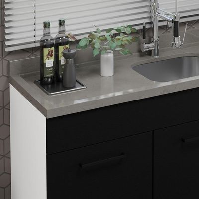 Balcão Gabinete De Pia Madesa Agata 150 Cm 2 Portas E 2 Gavetas (sem Tampo E Pia) - Branco/preto