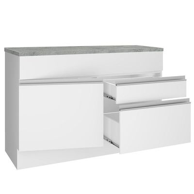 Balcão De Pia Madesa Glamy 120 Cm 1 Porta E 2 Gavetas Branco