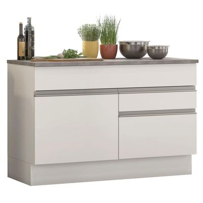 Balcão De Pia Madesa Glamy 120 Cm 1 Porta E 2 Gavetas Branco