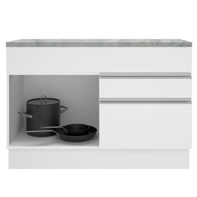 Balcão De Pia Madesa Glamy 120 Cm 1 Porta E 2 Gavetas Branco