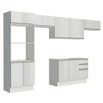 Armário Cozinha Acordes 100% Mdf com Balcão e Portas Branco