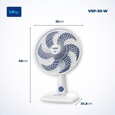 Ventilador De Mesa Mondial - 06 Pás - Vsp-30-w Vent 30cm Vsp-30-w 127v/60hz Super Power 110V