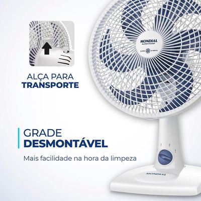 Ventilador De Mesa Mondial - 06 Pás - Vsp-30-w Vent 30cm Vsp-30-w 127v/60hz Super Power 110V