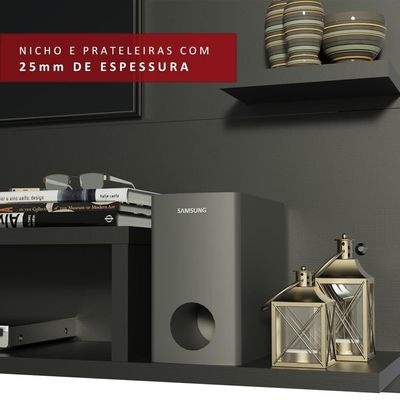 Painel Para Tv Até 60 Polegadas Madesa Alfa Com Nicho - Preto Preto