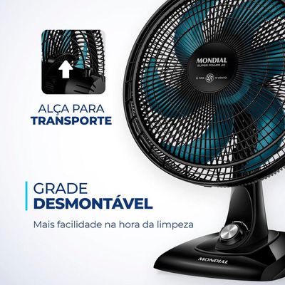 Ventilador De Mesa Mondial - 06 Pás - Vsp-40-ap Vent 40cm Vsp-40-ap 220v/60hz Super Power