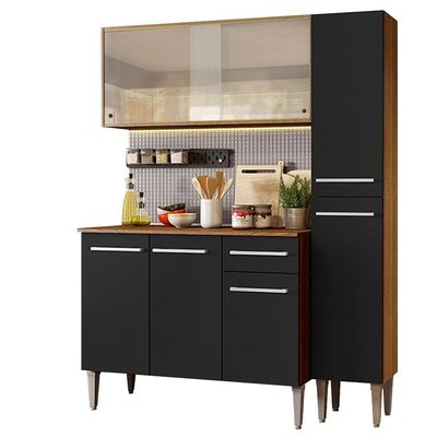 Armário de Cozinha Compacta Madesa Emilly Force Rustic Preto