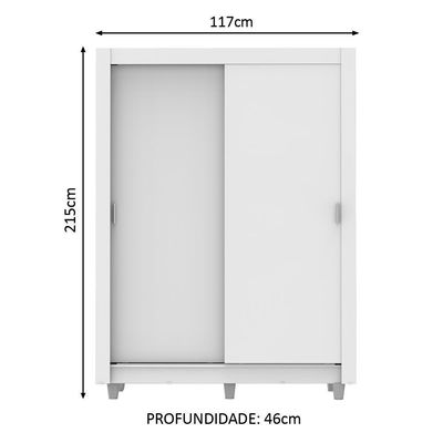 Guarda-Roupa Dallas 2 Portas de Correr Branco Madesa
