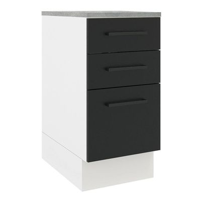 Balcão Madesa Agata 84x40cm 3 Gavetas Branco e Preto
