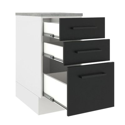 Balcão Madesa Agata 84x40cm 3 Gavetas Branco e Preto