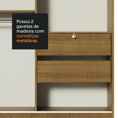 Guarda-roupa Solteiro Luke 2 Portas com Espelho Rustic