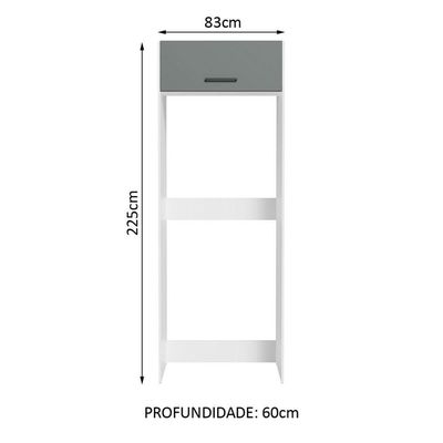 Porta Geladeira Madesa Agata 1 Porta Basculante Branco Cinza