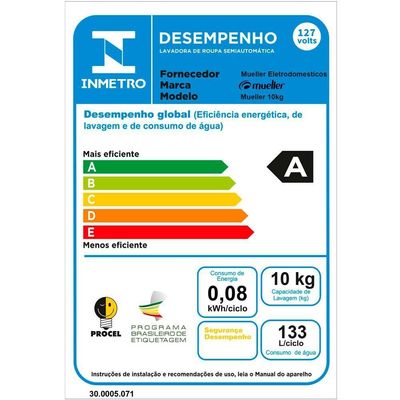 Lavadora Semiautomática Mueller Family Lite 10kg 127v Branco