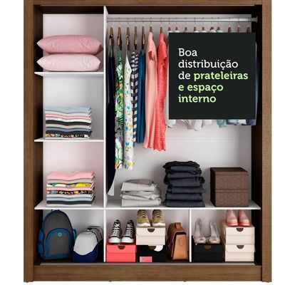 Guarda-roupa Casal 3 Portas Com Espelhos Rustic/Cinza