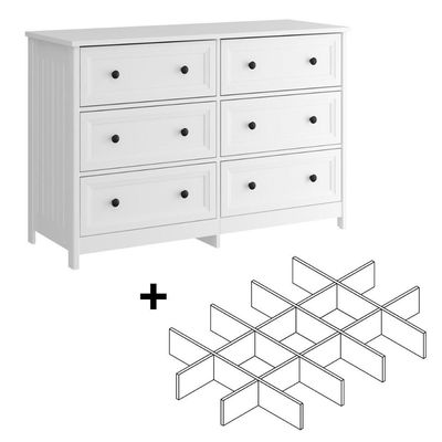Cômoda 6 Gavetas Com Divisoria Ditália Dm-217 Branco