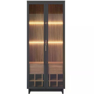 Cristaleira 2 Portas 1 Gaveta Preto Noce Milano Clb Preto No