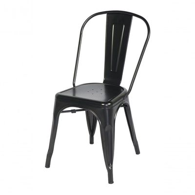 Kit 6 Cadeiras Tolix Iron Design Preta Aço Industrial Sala Cozinha Jantar Bar Preto