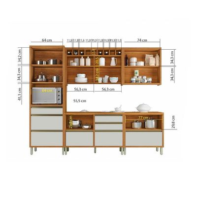 Cozinha Modulada 5 Peças Freijó Off White