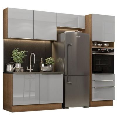 Cozinha Completa Madesa com Armário e Balcão Rustic/cinza