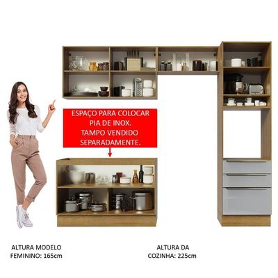 Cozinha Completa Madesa com Armário e Balcão Rustic/cinza
