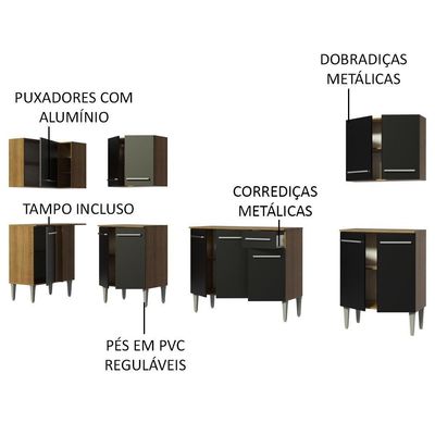 Cozinha Completa de Canto Emilly Rock Madesa