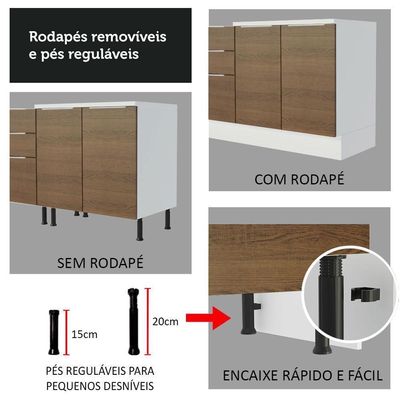 Cozinha Completa Madesa Stella 290002 com Armário e Balcão