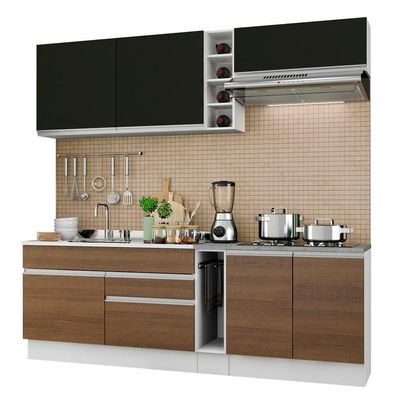 Cozinha Completa Parma com Armário e Balcão Branco/Preto