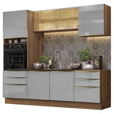 Cozinha Completa Madesa com Armário e Balcão Rustic/cinza