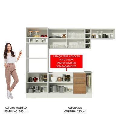 Cozinha Completa Madesa Stella 290002 com Armário e Balcão