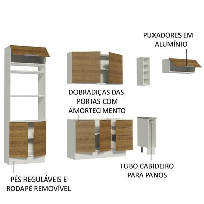 Cozinha Completa Madesa Stella 290002 com Armário e Balcão