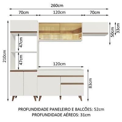 Cozinha Completa Reims com Armário e Balcão Branco Madesa