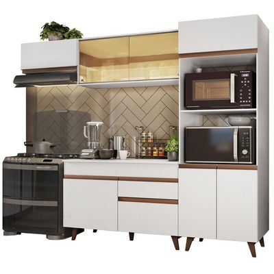 Cozinha Completa Reims com Armário e Balcão Branco Madesa