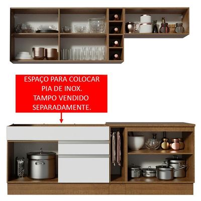 Cozinha Parma com Armário e Balcão sem Tampo e Pia Madesa