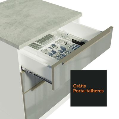 Cozinha Lux com Armário e Balcão Branco Cinza