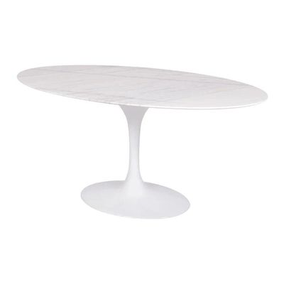 Mesa Saarinen Oval Espirito Santo 135x90cm - Base Branca
