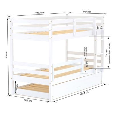 Treliche Infantil Eco  Madeira Maciça Branco