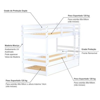 Treliche Infantil Eco  Madeira Maciça Branco