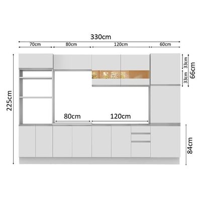 Cozinha Completa Glamy Roma 3 Gavetas 13 Portas Madesa