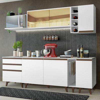 Cozinha Completa Madesa Reims com Armário e Balcão - Branco