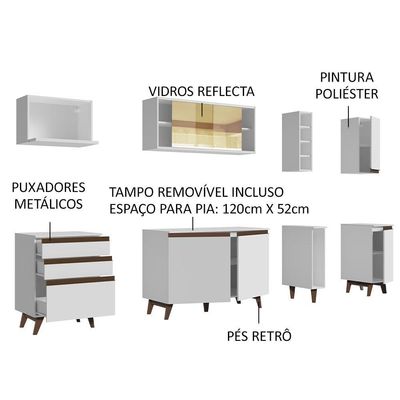 Cozinha Completa Madesa Reims com Armário e Balcão - Branco