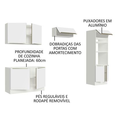 Cozinha Completa Madesa Lux 270001 Com Armário E Balcão
