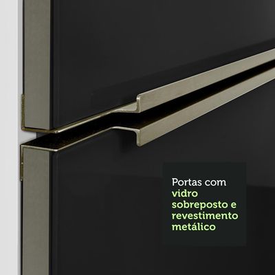 Cozinha Completa Lux com Armário e Balcão Branco Preto