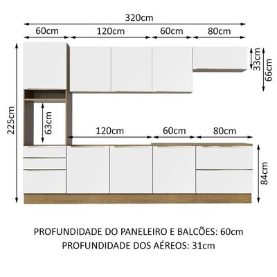Cozinha Completa Madesa Lux 320004 Com Armário E Balcão
