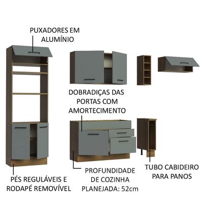 Cozinha Completa Madesa Agata com Armário e Balcão Cinza